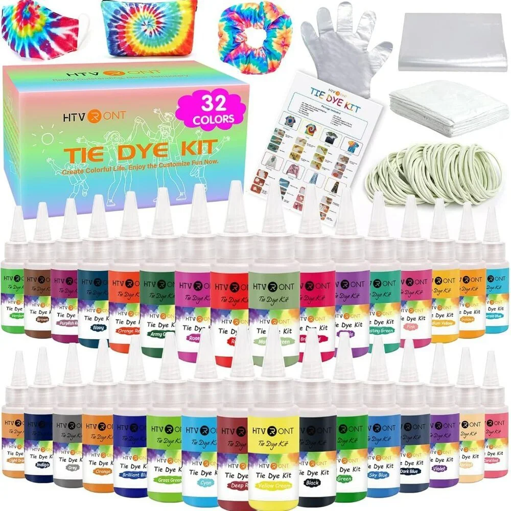 - 32 Vibrant Colors Pre-Filled Bottles Tyedyedye Kit, Permanent Non-Toxic for La - Picture 1 of 6